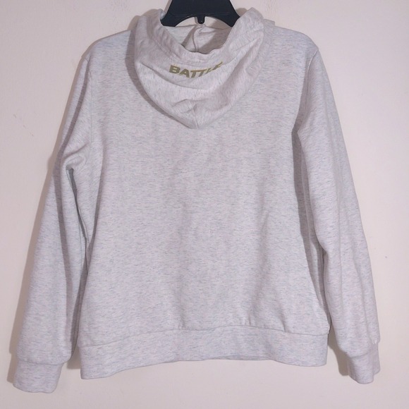 BATTLE Sports Graphic Hoodie Light Heather Gray Pullover Sweatshirt Mens L - Picture 5 of 9